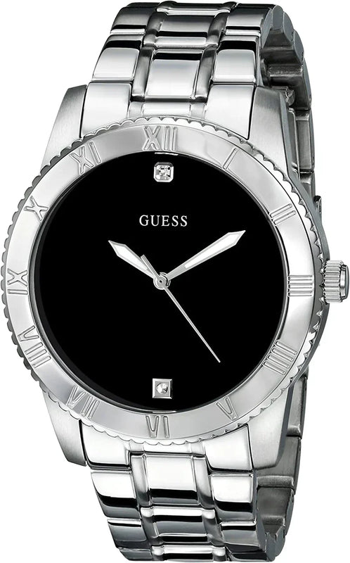 Guess Minimal Black Dial Silver Steel Strap Watch for Men - W0416G1 Authentic Buy Shop Now