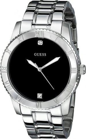 Guess Minimal Black Dial Silver Steel Strap Watch for Men - W0416G1 Authentic Buy Shop Now