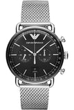Emporio Armani Luigi Black Dial Silver Mesh Bracelet Watch For Men - AR8032 Authentic Buy Shop Now