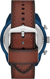 Fossil Bronson Chronograph Luggage Blue Dial Brown Leather Strap Watch for Men - FS5829 Authentic Buy Shop Now