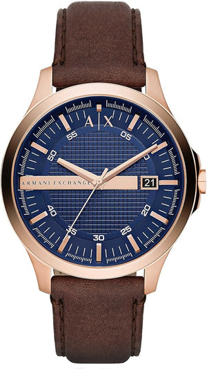Armani Exchange Hampton Chronograph Blue Dial Brown Leather Strap Watch For Men - AX2172 Authentic Buy Shop Now