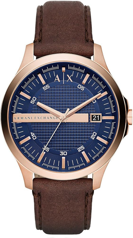 Armani Exchange Hampton Chronograph Blue Dial Brown Leather Strap Watch For Men - AX2172 Authentic Buy Shop Now