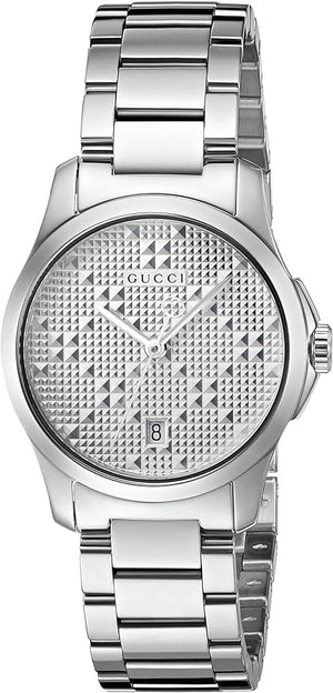 Gucci G Timeless Quartz Silver Dial Silver Steel Strap Watch For Women - YA126551 Authentic Buy Shop Now