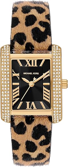 Michael Kors Emery Quartz Diamonds Black Dial Cheetah Print Leather Strap Watch For Women - MK7387 Authentic Buy Shop Now