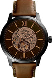 Fossil Townsman Automatic Skeleton Black Dial Brown Leather Strap Watch for Men - ME3181 Authentic Buy Shop Now