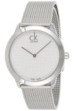 Calvin Klein Minimal White Dial Silver Mesh Bracelet Watch for Men - K3M2112Y Authentic Buy Shop Now