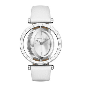 Michael Kors Averi Silver Dial White Leather Strap Watch for Women - MK2524 Authentic Buy Shop Now