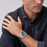 Fossil Neutra Chronograph Blue Dial Silver Steel Strap Watch for Men - FS6025 Authentic Buy Shop Now