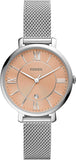 Fossil Jacqueline Three Hand Pink Dial Silver Mesh Strap Watch for Women - ES5089 Authentic Buy Shop Now