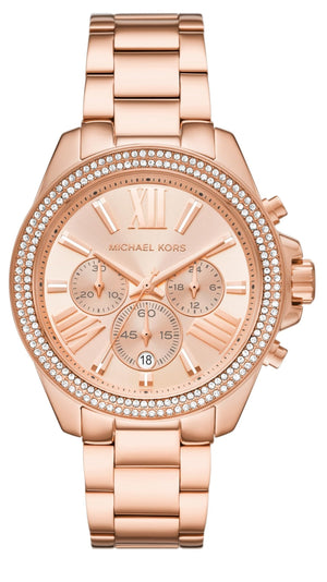 Michael Kors Wren Chronograph Rose Gold Dial Rose Gold Steel Strap Watch for Women - MK7430 Authentic Buy Shop Now
