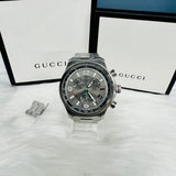 Gucci G Timeless Chronograph Grey Dial Silver Steel Strap Watch For Men - YA126238 Authentic Buy Shop Now