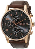 Hugo Boss Navigator Grey Dial Brown Leather Strap Watch for Men - 1513496 Authentic Buy Shop Now