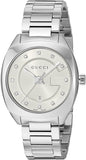 Gucci G Frame Quartz Diamonds Silver Dial Silver Steel Strap Watch For Women - YA142504 Authentic Buy Shop Now