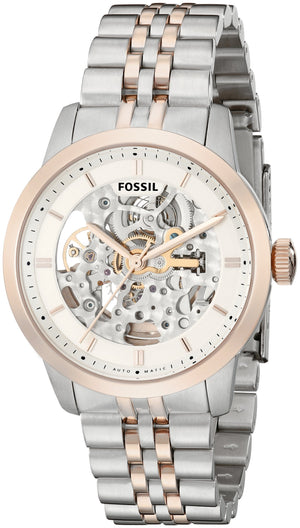 Fossil Townsman Automatic Skeleton White Dial Two Tone Steel Strap Watch for Men - ME3075 Authentic Buy Shop Now