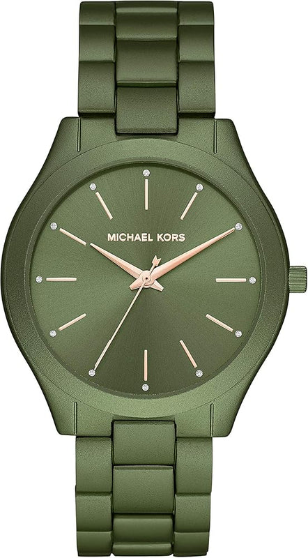 Michael Kors Slim Runway Green Dial Green Steel Strap Watch for Women - MK4526 Authentic Buy Shop Now