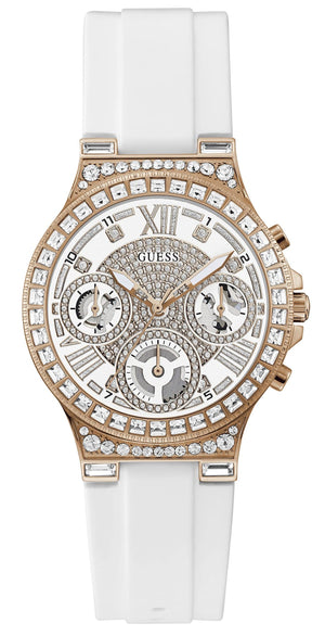 Guess Moonlight Diamonds White Dial White Rubber Strap Watch for Women - GW0257L2 Authentic Buy Shop Now