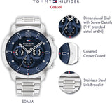 Tommy Hilfiger Luca Chronograph Blue Dial Silver Steel Strap Watch For Men - 1710492 Authentic Buy Shop Now