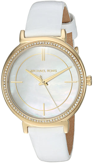 Michael Kors Cinthia Mother of Pearl Dial White Leather Strap Watch for Women - MK2662 Authentic Buy Shop Now