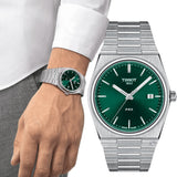 Tissot PRX Green Dial Silver Steel Strap Watch For Men - T137.410.11.091.00 Authentic Buy Shop Now