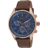 Hugo Boss Grand Prix Blue Dial Brown Leather Strap Watch for Men - 1513604 Authentic Buy Shop Now