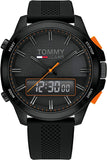 Tommy Hilfiger Jeans Analog Black Dial Black Silicone Strap Watch For Men - 1791763 Authentic Buy Shop Now