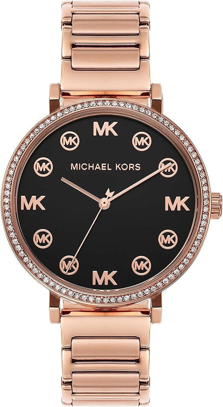 Michael Kors Addyson Quartz Black Dial Gold Steel Strap Watch for Women - MK7416 Authentic Buy Shop Now