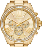 Michael Kors Wren Chronograph Gold Dial Gold Steel Strap Watch for Women - MK7428 Authentic Buy Shop Now