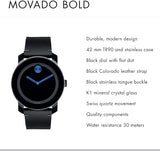 Movado Bold TR90 Black Dial Black Leather Strap Watch For Men - 3600307 Authentic Buy Shop Now