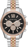 Michael Kors Lexington Chronograph Crystals Black Dial Two Tone Steel Strap Watch for Men - MK8714 Authentic Buy Shop Now