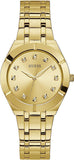 Guess Crystalline Diamonds Gold Dial Gold Steel Strap Watch for Women - GW0114L2 Authentic Buy Shop Now