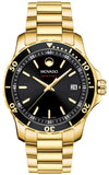 Movado Series 800 Black Dial Gold Steel Strap Watch For Men - 2600145 Authentic Buy Shop Now