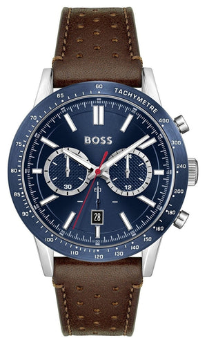 Hugo Boss Allure Blue Dial Brown Leather Strap Watch for Men - 1513921 Authentic Buy Shop Now