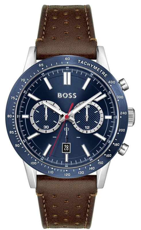 Hugo Boss Allure Blue Dial Brown Leather Strap Watch for Men - 1513921 Authentic Buy Shop Now
