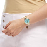 Swarovski Daytime Crystals Turquoise Dial Gold Steel Strap Watch for Women - 5182212 Authentic Buy Shop Now