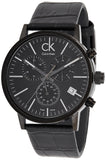 Calvin Klein Post Minimal Chronograph Black Dial Black Leather Strap Watch for Men - K7627401 Authentic Buy Shop Now