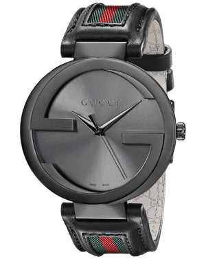 Gucci Interlocking G XL Black Dial Red & Green Leather Strap Watch For Men - YA133206 Authentic Buy Shop Now