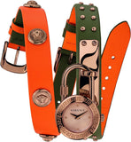 Versace Medusa Lock Icon Quartz Beige Dial Green Leather Strap Watch for Women - VEDW00519 Authentic Buy Shop Now
