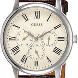 Guess Wafer Quartz White Dial Brown Leather Strap Watch For Men - W70016G2 Authentic Buy Shop Now