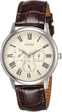 Guess Wafer Quartz White Dial Brown Leather Strap Watch For Men - W70016G2 Authentic Buy Shop Now