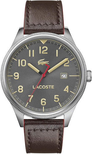Lacoste Continental Gray Dial Brown Leather Strap Watch for Men - 2011020 Authentic Buy Shop Now