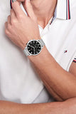 Tommy Hilfiger Kane Black Dial Silver Mesh Bracelet Watch for Men - 1710402 Authentic Buy Shop Now