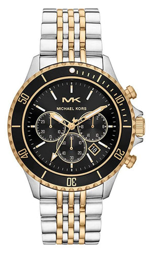 Michael Kors Bayville Chronograph Black Dial Two Tone Steel Strap Watch For Women - MK8872 Authentic Buy Shop Now