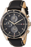 Tommy Hilfiger Parker Chronograph Black Dial Brown Leather Strap Watch For Men - 1791836 Authentic Buy Shop Now