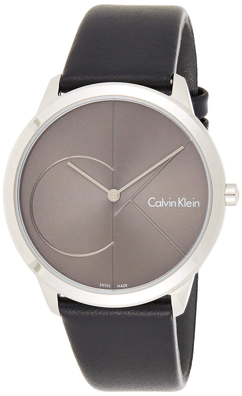 Calvin Klein Minimal Black Dial Black Leather Strap Watch for Men - K3M211C3 Authentic Buy Shop Now