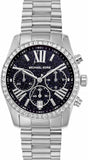 Michael Kors Lexington Chronograph Black Dial Silver Steel Strap Watch For Women - MK7277 Authentic Buy Shop Now
