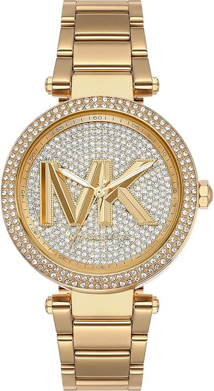 Michael Kors Parker Analog Crystals Gold Dial Gold Steel Strap Watch For Women - MK7283 Authentic Buy Shop Now