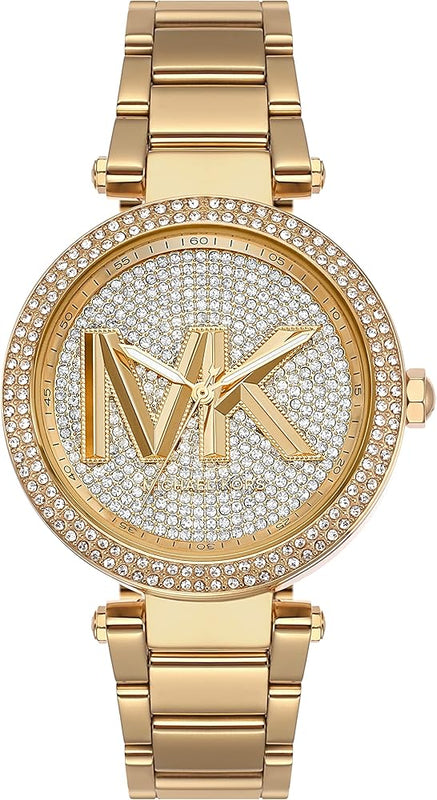 Michael Kors Parker Analog Crystals Gold Dial Gold Steel Strap Watch For Women - MK7283 Authentic Buy Shop Now