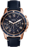 Fossil Grant Sport Chronograph Blue Dial Blue Leather Strap Watch for Men - FS5237 Authentic Buy Shop Now