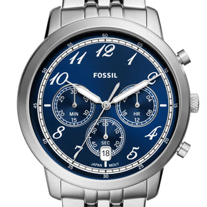Fossil Neutra Chronograph Blue Dial Silver Steel Strap Watch for Men - FS6025 Authentic Buy Shop Now