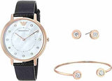 Emporio Armani Kappa Mother of Pearl Dial Black Leather Strap Watch For Women - AR80011 Authentic Buy Shop Now